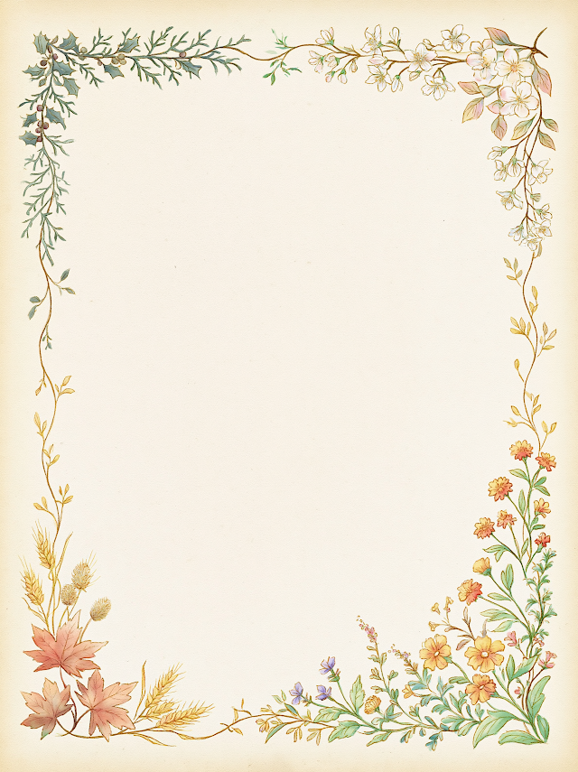 Delicate Botanical Frame Border for Book Page