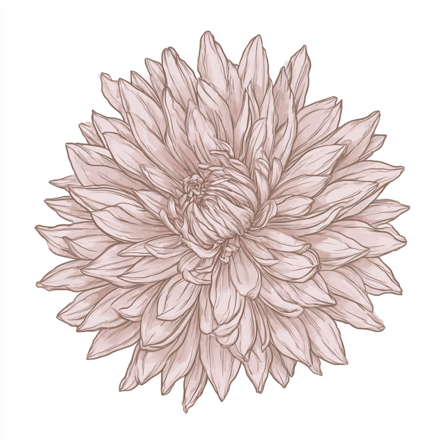Delicate Botanical Illustration of a Chrysanthemum
