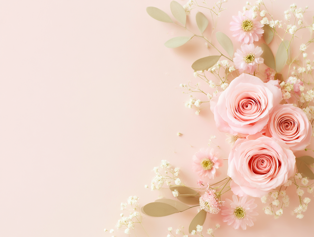 Delicate Floral Arrangement on Blush Pink Background