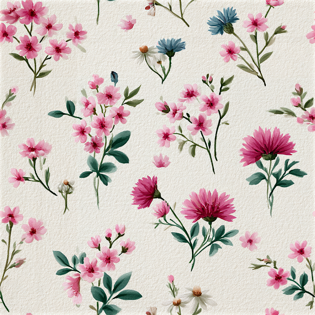 Delicate Hand-Painted Wildflower Ditsy Print
