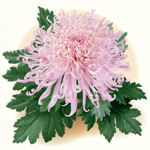 Delicate Pink Chrysanthemum Illustration