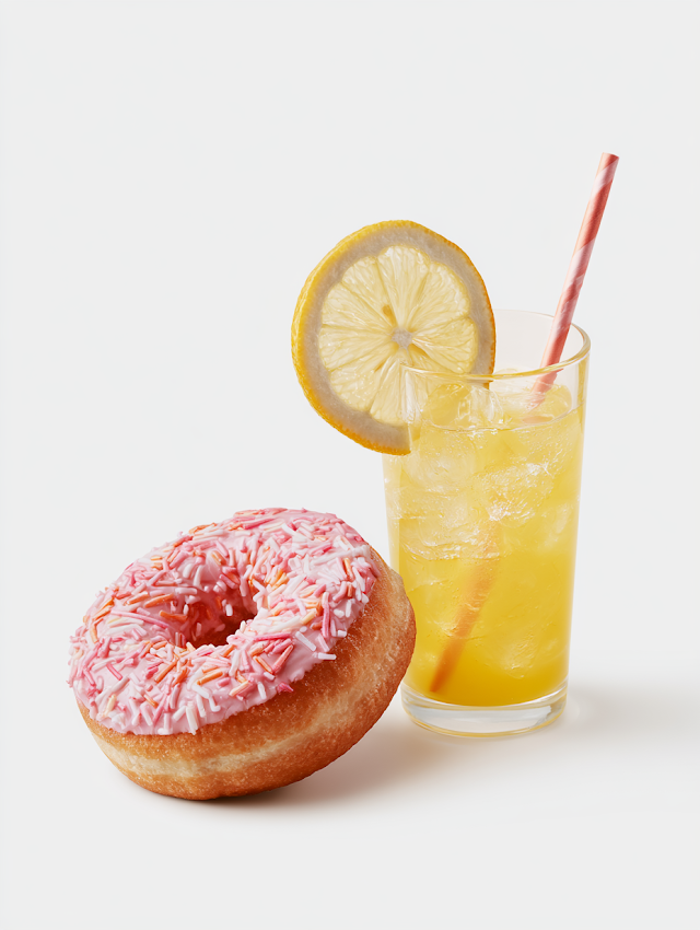 Delicious Donut and Refreshing Lemonade