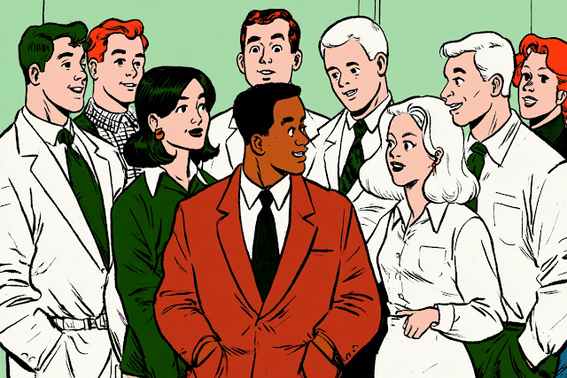 Diverse Office Workers in Retro Comic Style