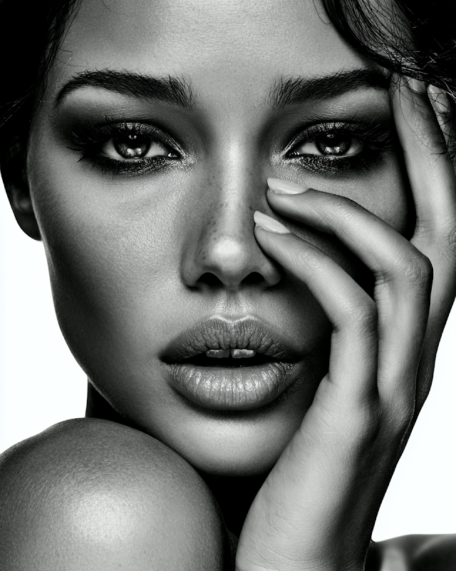 Dramatic Black and White Portrait of a Woman