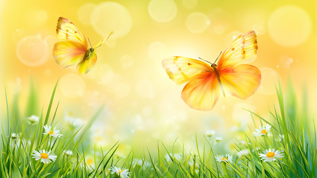 Dreamy Spring Meadow with Butterflies