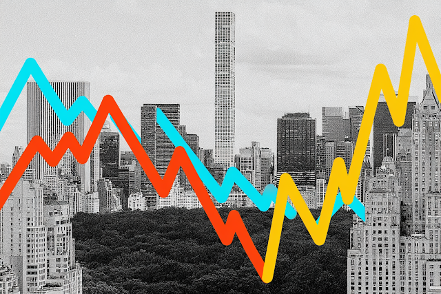 Dynamic Urban Finance: A Black and White Cityscape with Stock Market Visualization