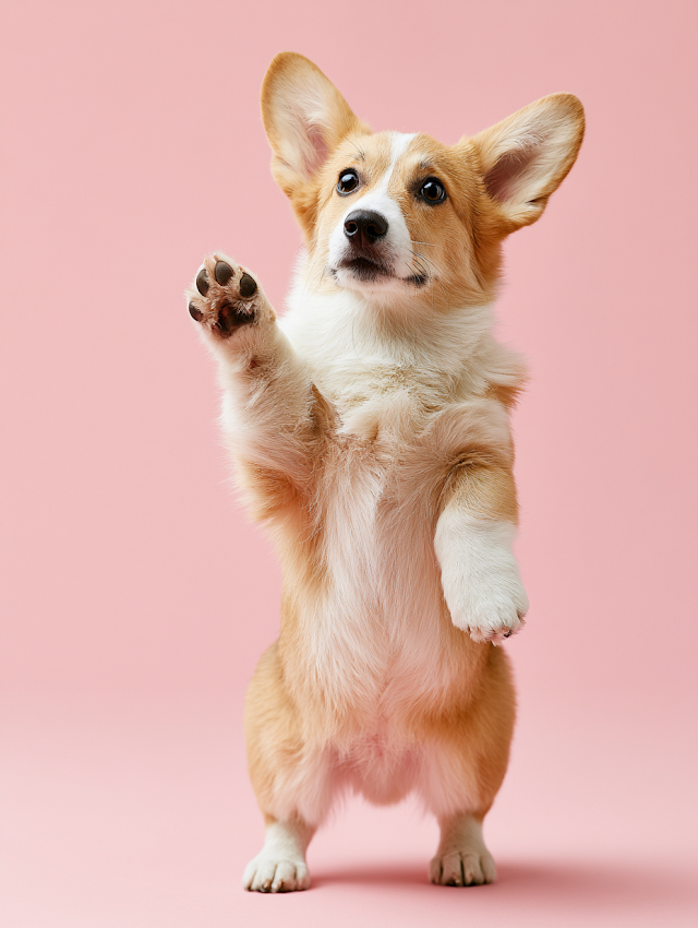 Eager Pembroke Welsh Corgi in Begging Pose