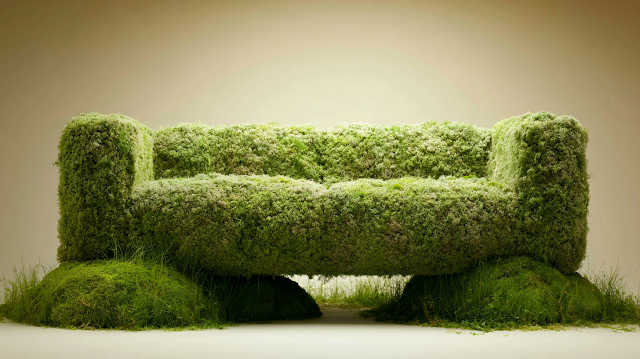 Eco-Friendly Minimalist Sofa Design with Moss
