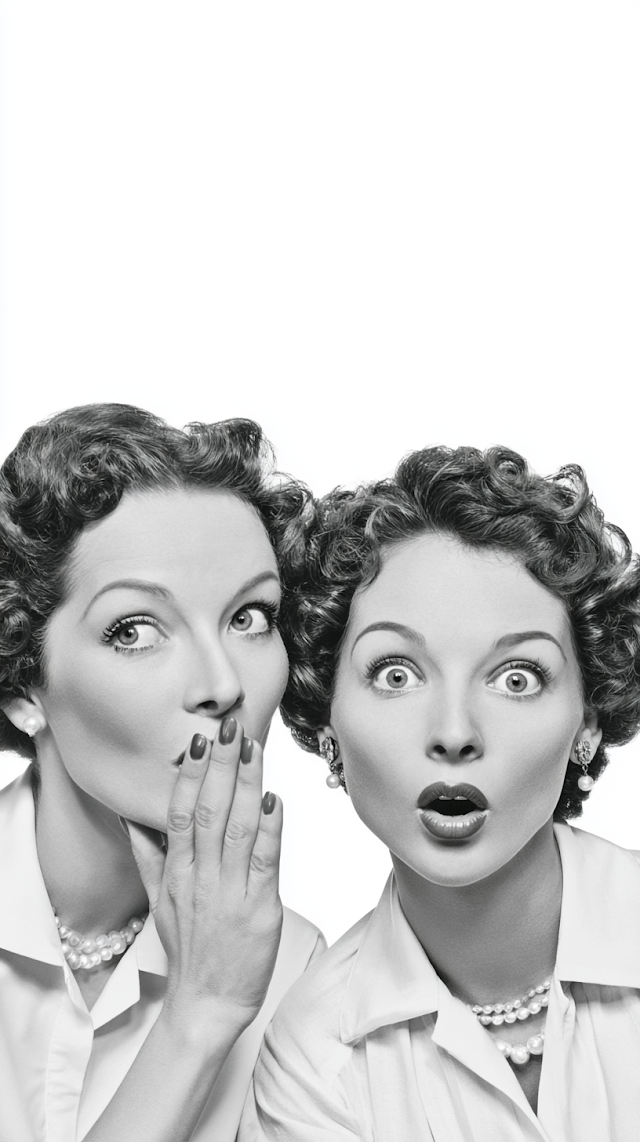 Elegant 1950s Women Engaged in Gossip