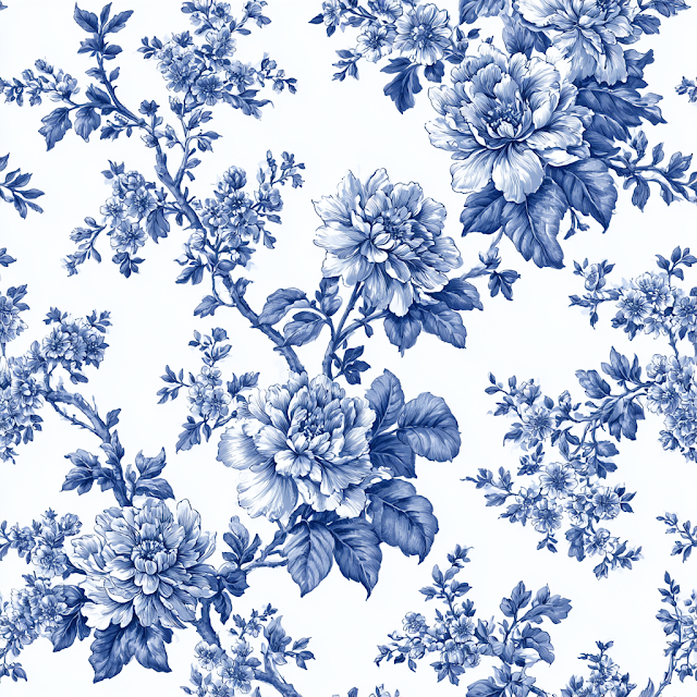 Elegant Blue and White Floral Pattern