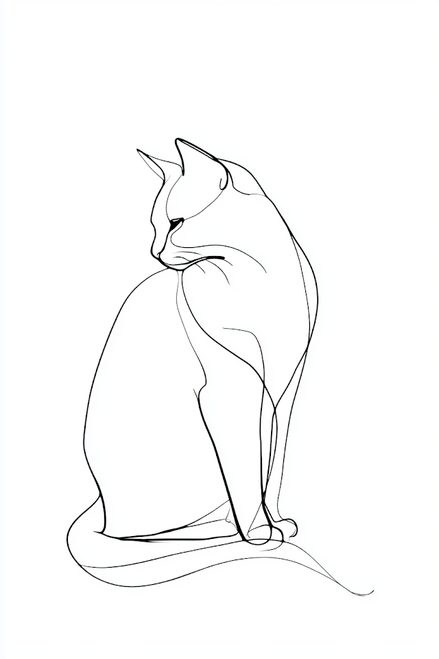 Elegant Cat in Minimalist Line Art