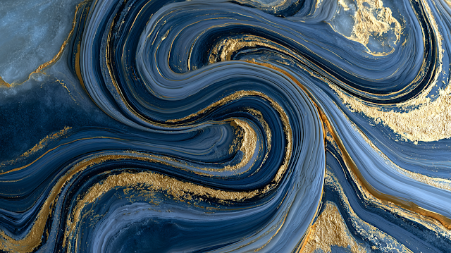 Elegant Deep Blue Marble with Gold Veins