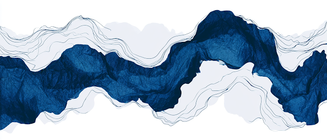 Elegant Deep Navy Blue Ink Flow Abstract