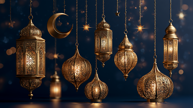 Elegant Eid Al-Adha Celebration with Golden Lanterns