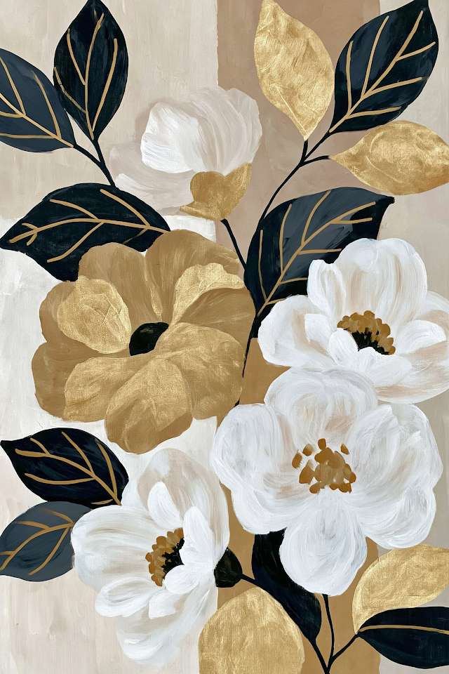 Elegant Floral Arrangement with White Flowers and Leaves