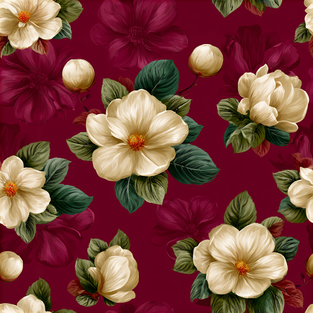 Elegant Floral Wallpaper Design with Magnolia Blossoms