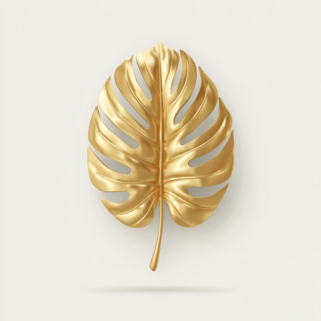 Elegant Gold Monstera Leaf Sculpture