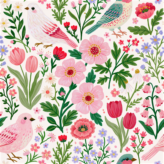 Elegant Hand-Painted Watercolor Spring Floral Pattern