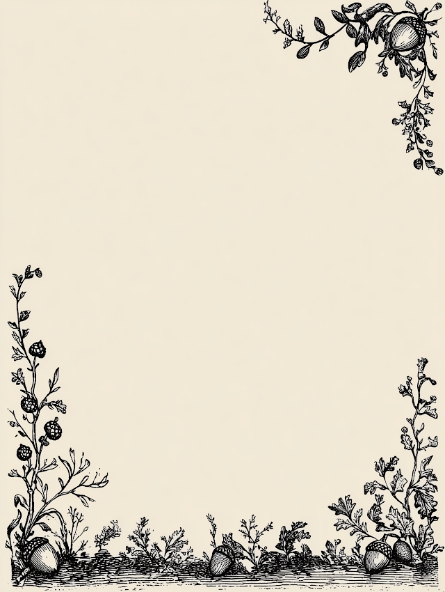 Elegant Minimalist Acorn and Twig Border