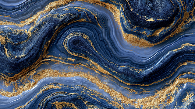 Elegant Navy Blue Marble with Gold Veins