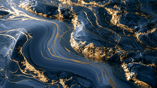 Elegant Navy Blue Polished Marble Slab
