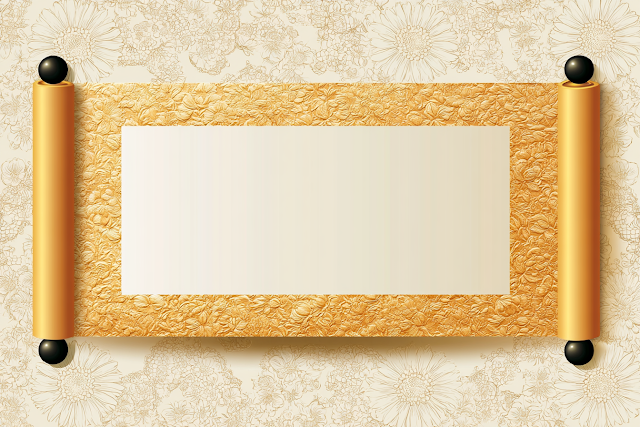 Elegant Ornate Parchment Banner with Floral Borders
