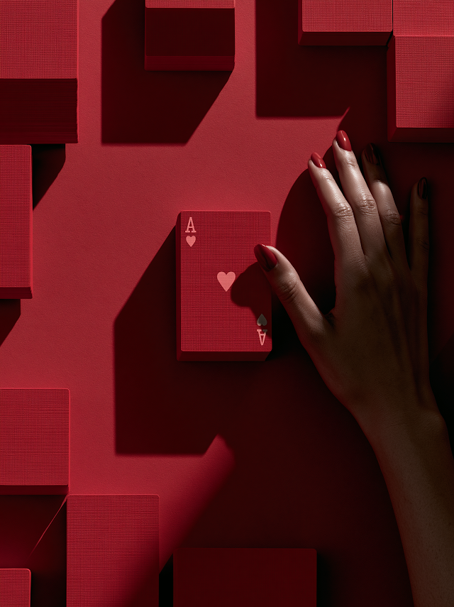 Elegant Overhead Shot of Red Playing Cards
