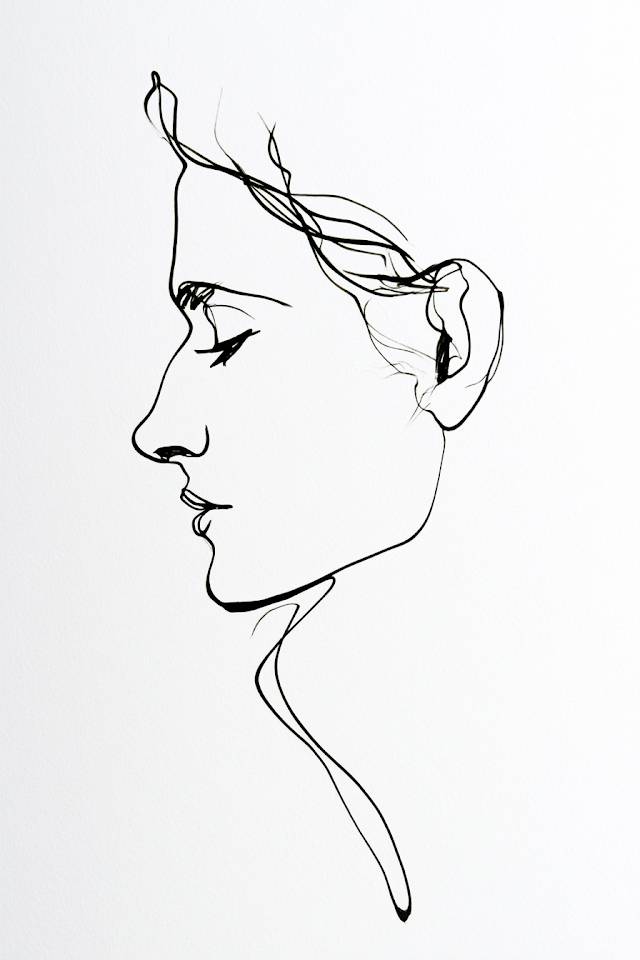 Elegant Profile Woman in Minimalist Line Art