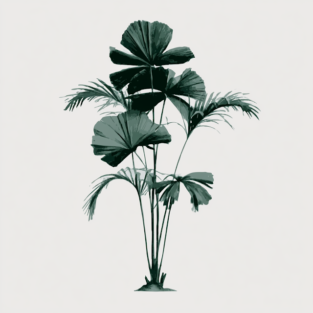 Elegant Tropical Fan Palm Botanical Study
