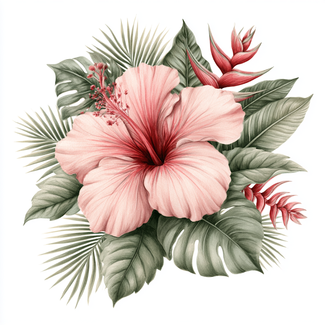 Elegant Tropical Hibiscus Flower Arrangement