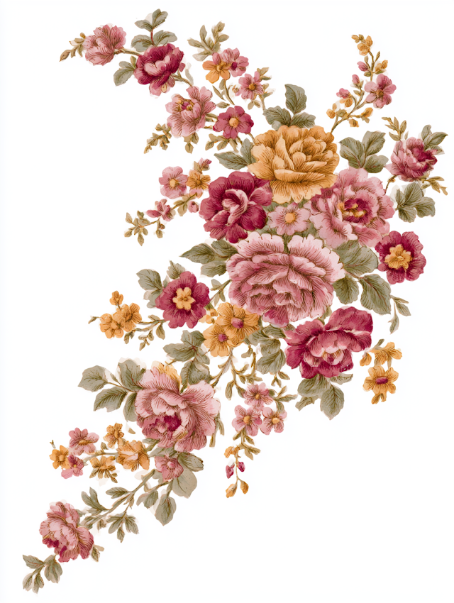 Elegant Vintage Botanical Floral Illustration