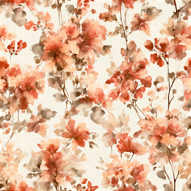 Elegant Watercolor Floral Pattern on Ivory Background