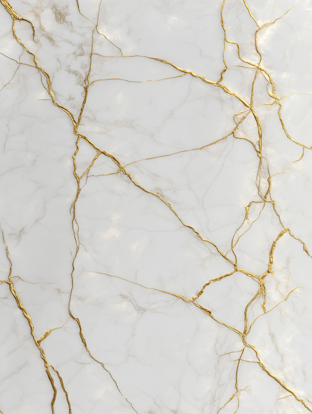 Elegant White Marble with Gold Inlays