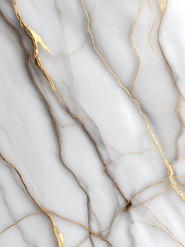 Elegant White Marble with Gold Inlays