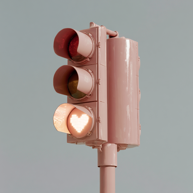 Emotional Pink Traffic Signal Installation