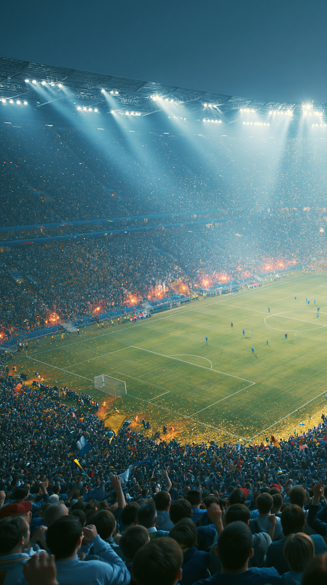 Exciting Night at a World Cup-Style Football Stadium