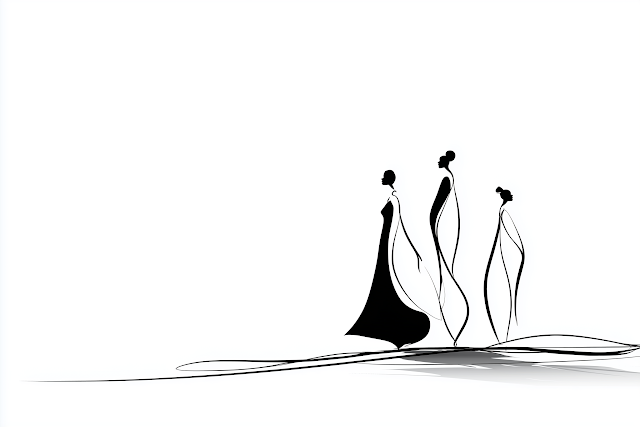 Feminine Unity in Minimalist Line Art