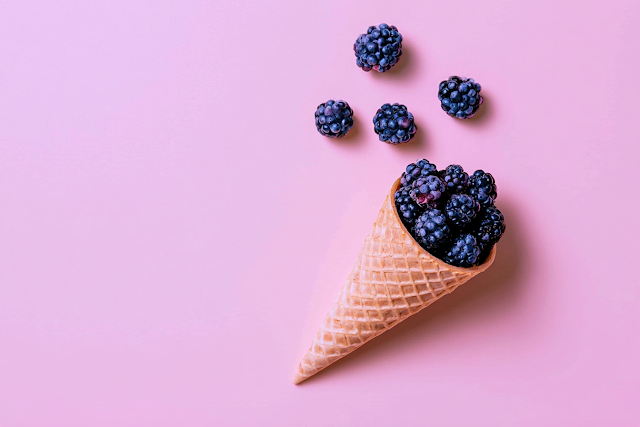 Fresh Blackberries in a Crisp Waffle Cone