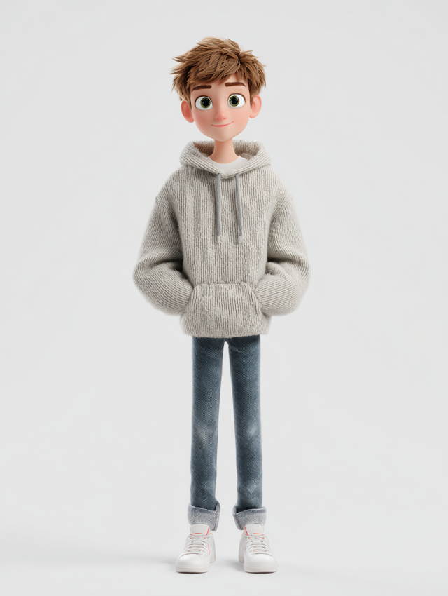 Friendly 3D Animated Character in Casual Outfit