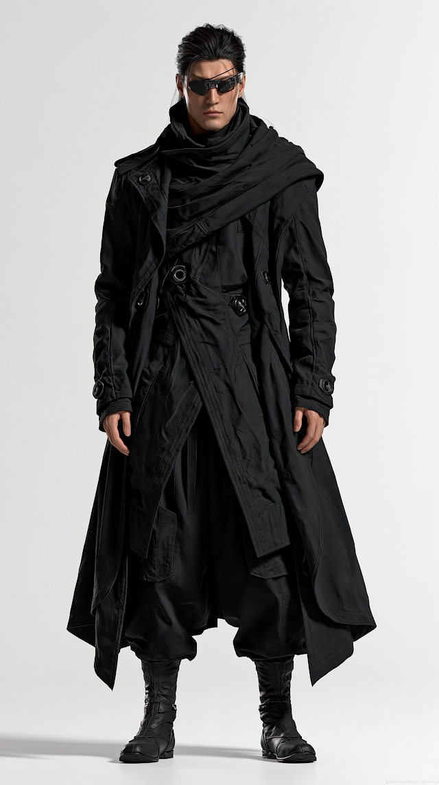 Futuristic Blind Civilian NPC in Urban Outfit