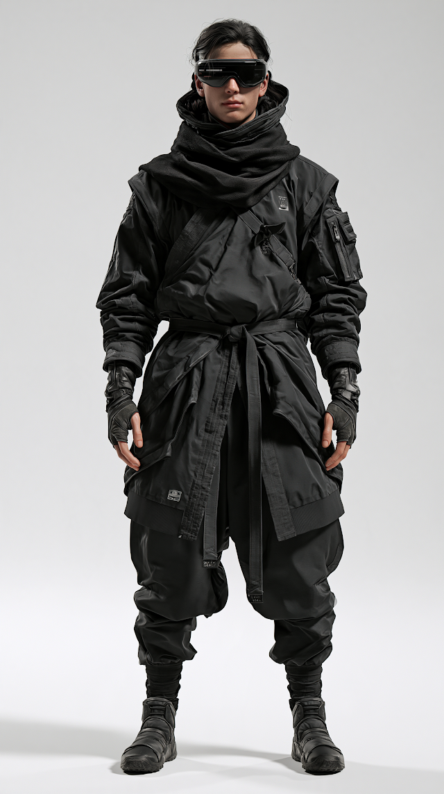 Futuristic Blind Civilian NPC in Urban Outfit