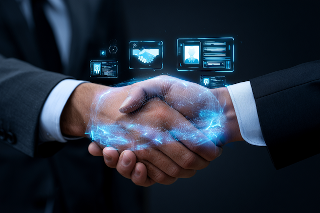 Futuristic Business Partnership Handshake