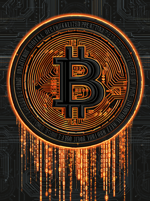 Futuristic Cryptocurrency Coin Emblem with Glowing Circuitry
