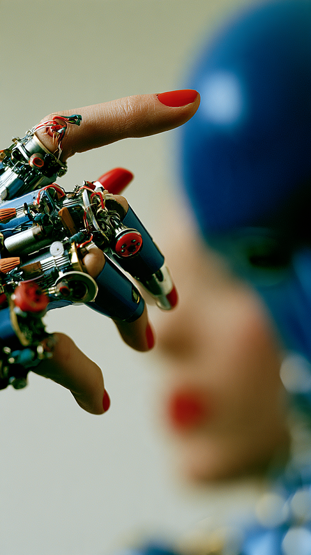 Futuristic Robotic Hand with Human Elements