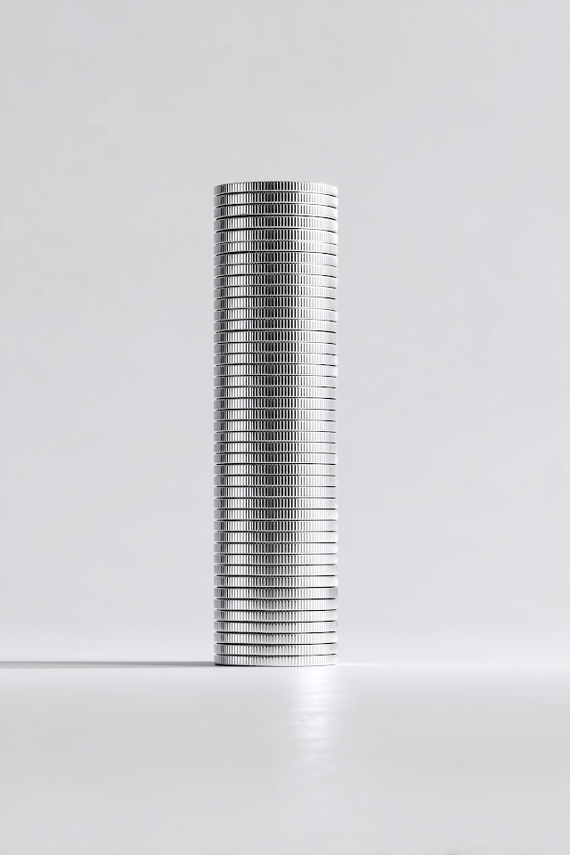 Futuristic Skyscraper Made of Metallic Coins