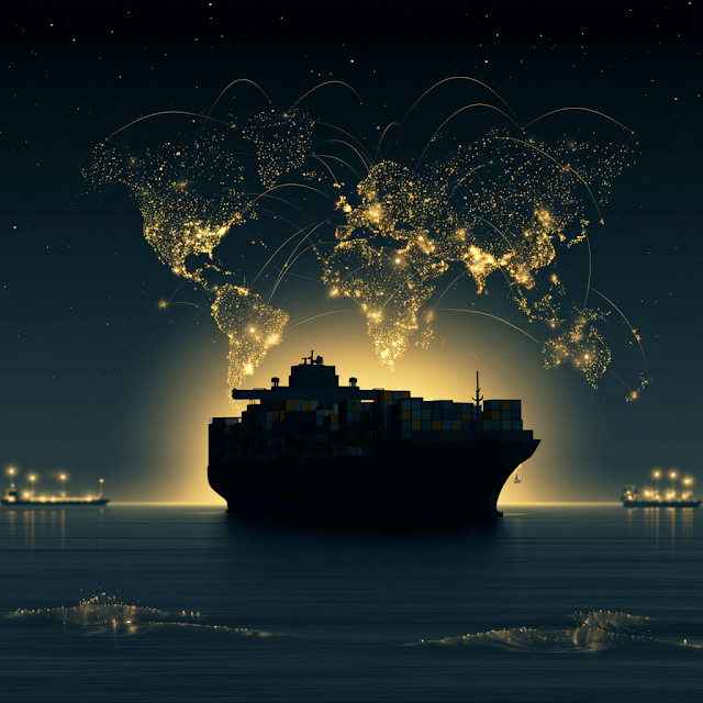 Global Trade Network at Night