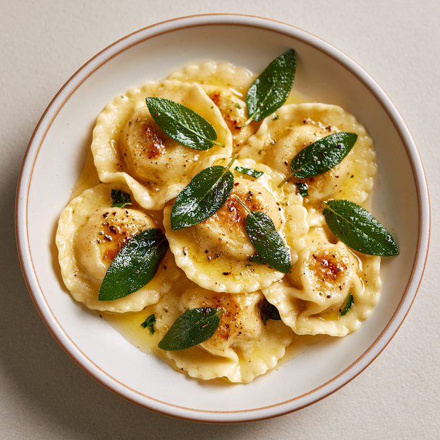 Gourmet Ravioli with Sage Butter Sauce