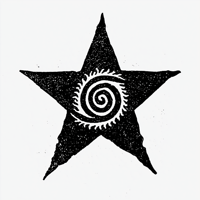 Hand-Drawn Five Point Star Graphic with Spiral