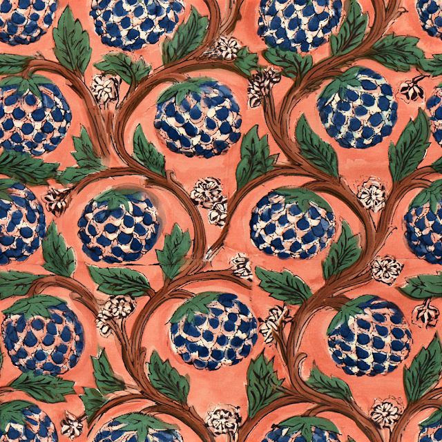 Hand-Painted Botanical Folk Art Textile Pattern