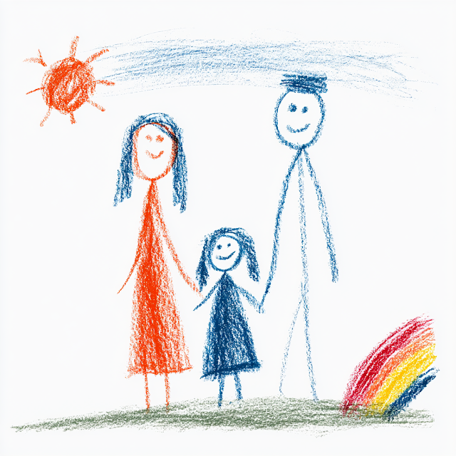 Happy Family Crayon Drawing